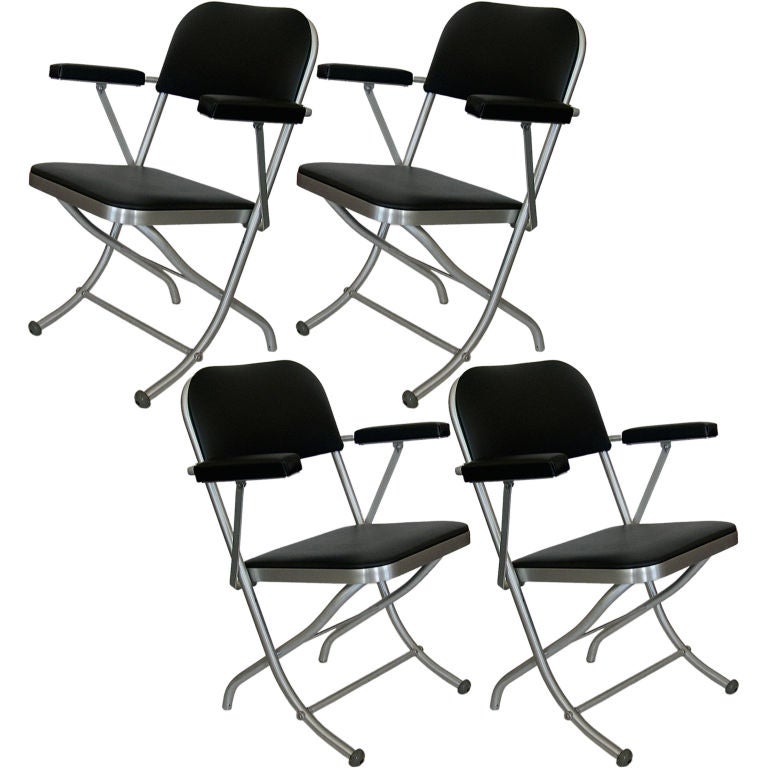 Set of 8 Warren McArthur Folding Chairs w/ Original Upholstery