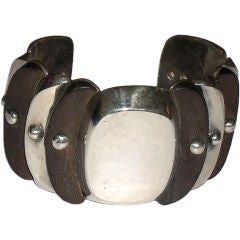 Early Sterling and Ebony Handmade Bracelet by William Spratling