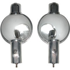 Pair of Streamline Wall Sconces by Dreyfuss for 20th Century Ltd. Train