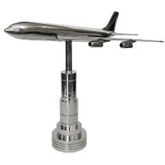 Large Aluminum DC8 Airplane Model w/ Handcrafted Aluminum Stand