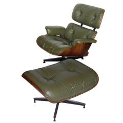 Original Eames 670 Lounge Chair & 671 Ottoman in Olive Sage