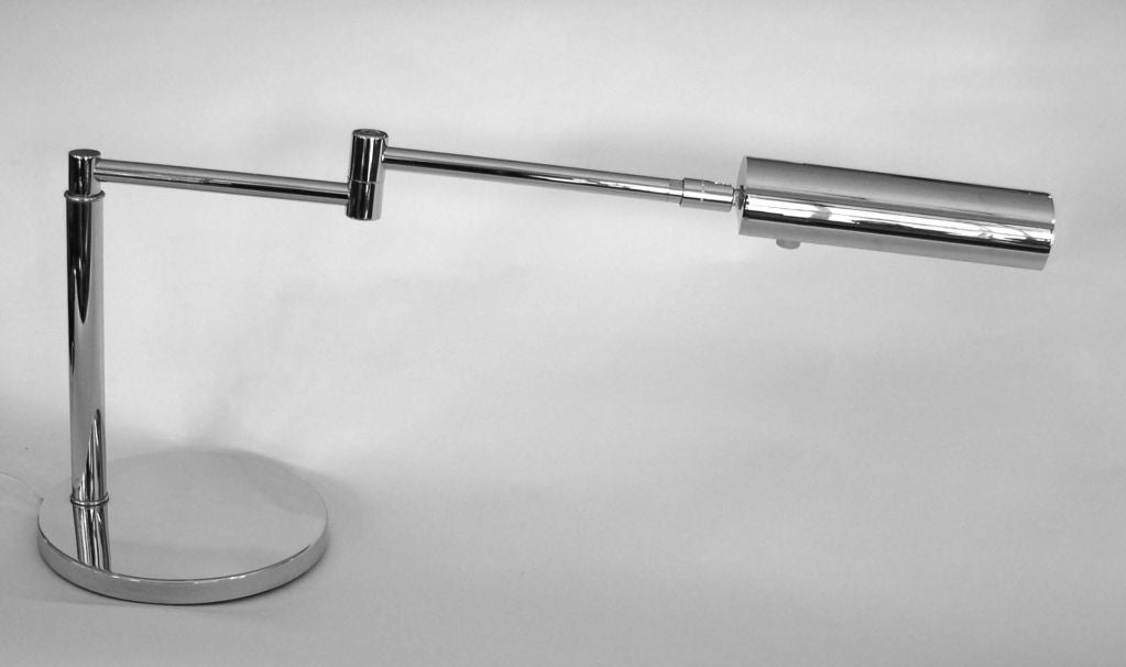 American Adjustable Chrome Swing Arm Table Lamp by Koch & Lowy