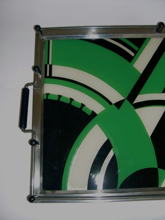 20th Century Rare Green Art Deco Jazz Cocktail Tray
