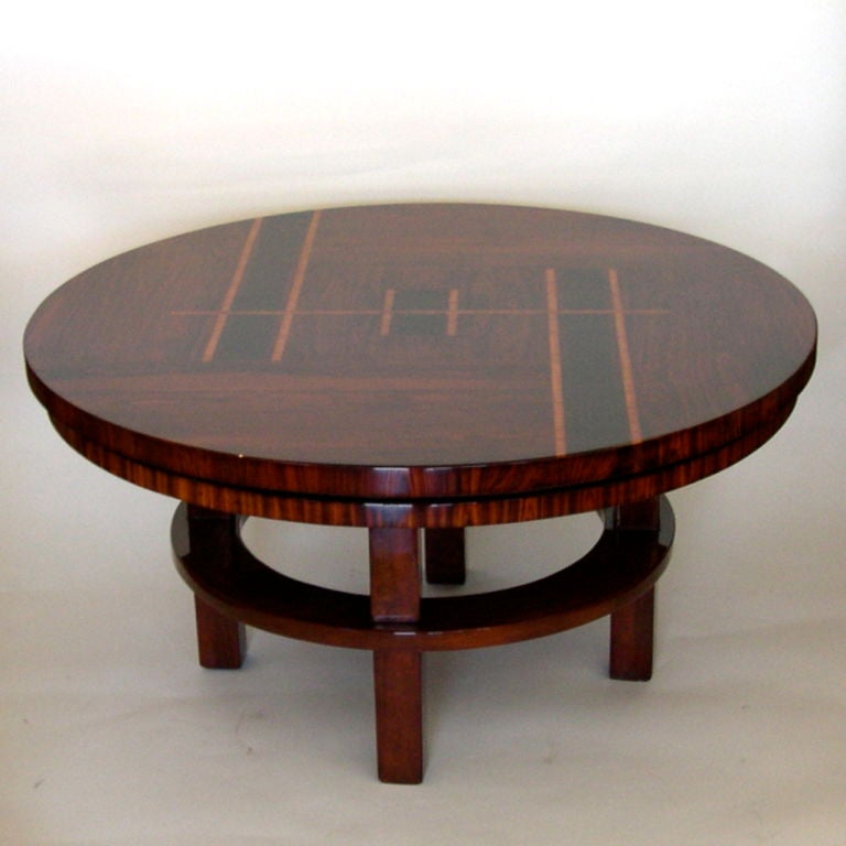 Exceptional Original Art Deco Rosewood Inlaid Coffee Table