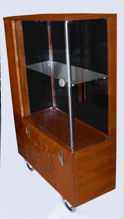 American Rare Streamline Art Deco Walnut Cabinet by Gilbert Rohde For Sale