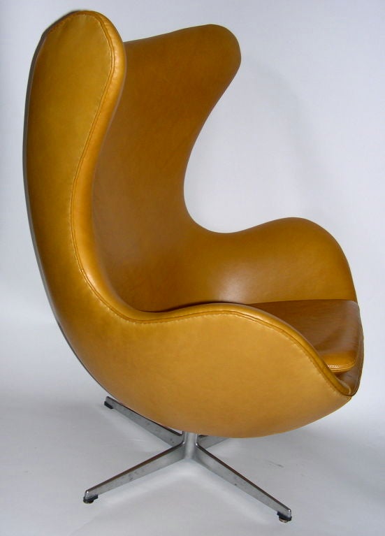 Danish Outstanding Egg Chair w/Ottoman in Tan Leather by Arne Jacobsen