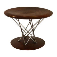 Rare Original Low Rocking Walnut Stool by Noguchi for Knoll