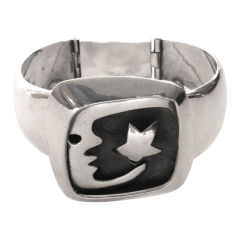 Rare Sterling Moon & Star Bracelet by Modernist Salvador Teran