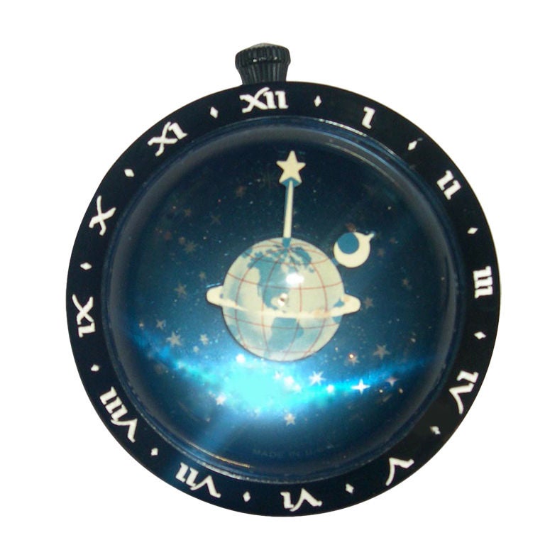 Astronomical Art Deco Paperweight Clock by Westclock For Sale
