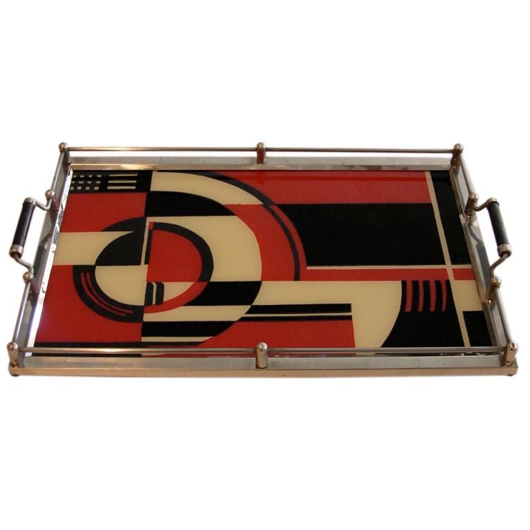 Rare Red Art Deco Jazz Cocktail Tray