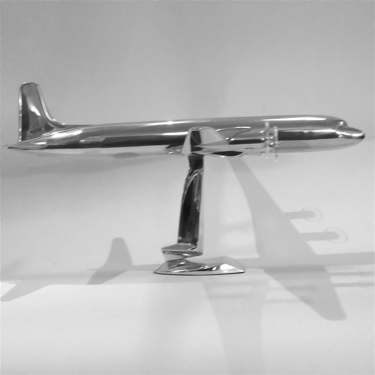 Large Aluminum DC6 Airplane Model w/ Aluminum Table Stand