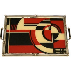 Rare Red Art Deco Jazz Cocktail Tray