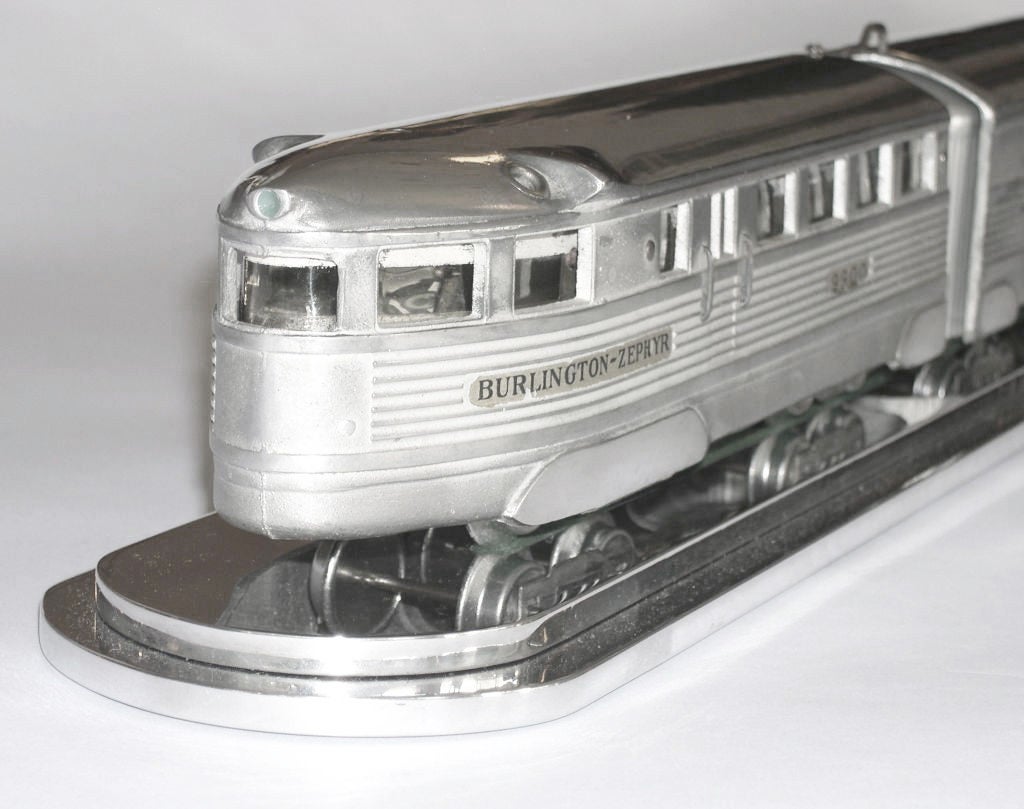 20th Century 4 Car Burlington Zephyr Model Train w/ Custom Streamline Display