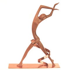 Large Impressive Art Deco Hagenauer Walnut & Copper Sculpture 5