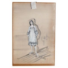 Elizabeth Taylor Costume Sketch by I. Sharaff "The Sandpiper"