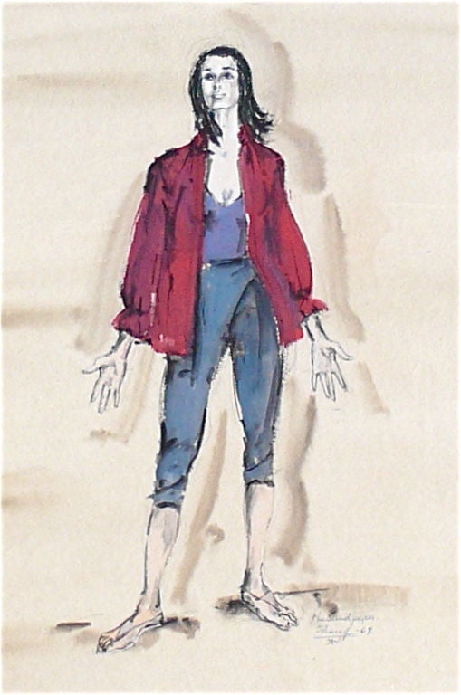 American Elizabeth Taylor Costume Sketch by I. Sharaff 