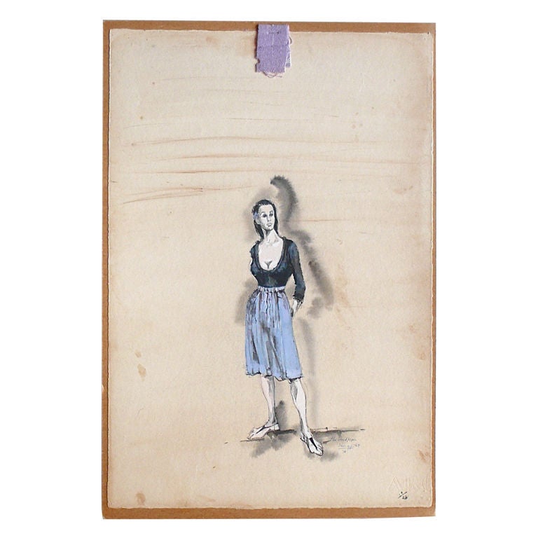 Elizabeth Taylor Costume Sketch by I. Sharaff "The Sandpiper"