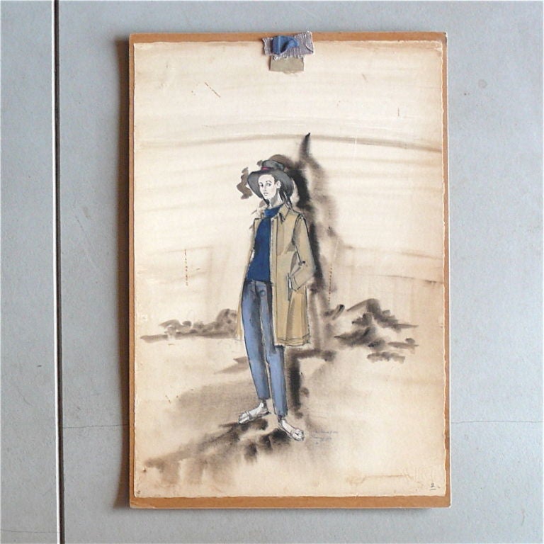 Elizabeth Taylor Costume Sketch by I. Sharaff "The Sandpiper"