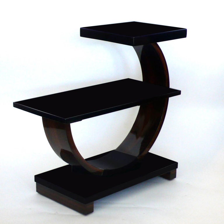 Pair of Art Deco Tables in Macassar Ebony & Black Lacquer