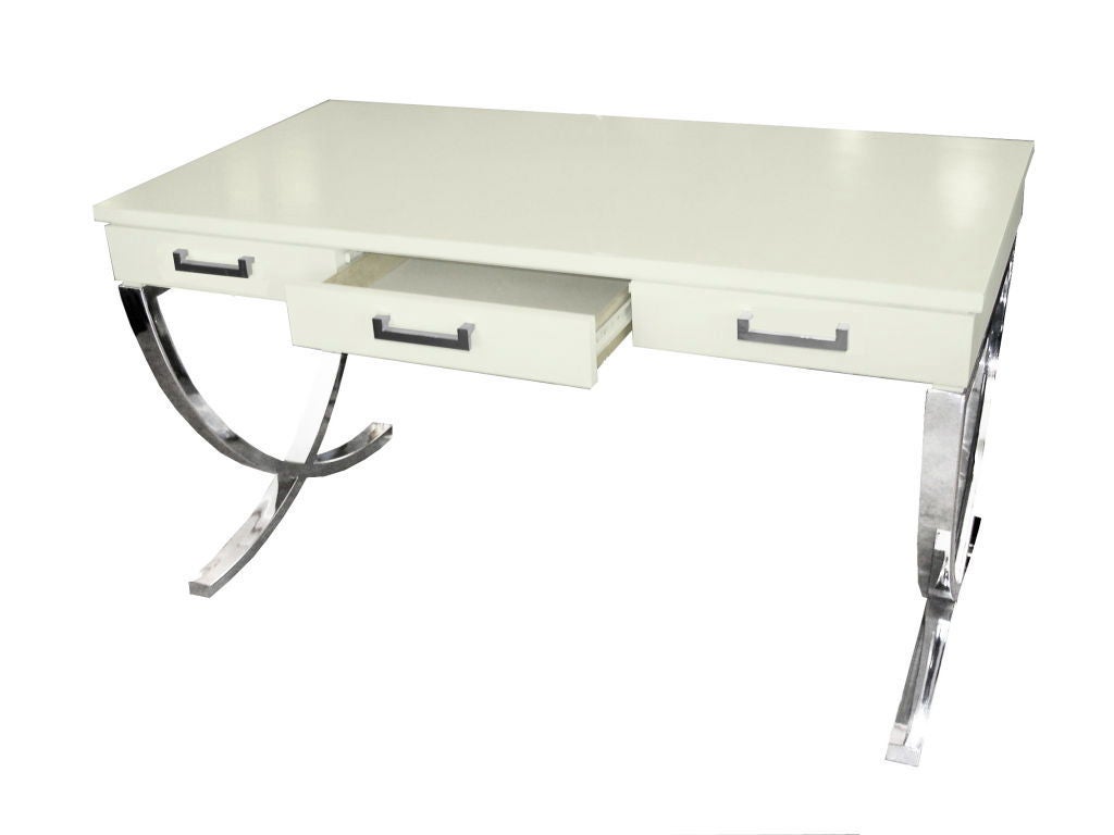 American Glamorous Large Regency Moderne X Base Desk