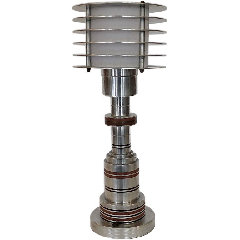 Original Pattyn Products Streamline Machine Age Aluminum Lamp For Sale