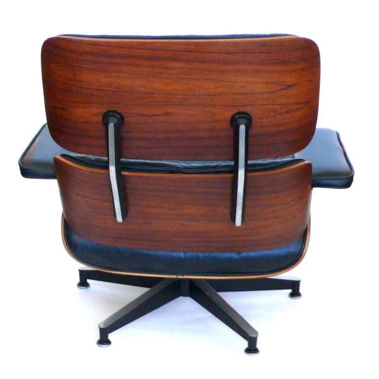 20th Century Original 1965 Eames 670 Lounge Chair & 671 Ottoman Black Leather