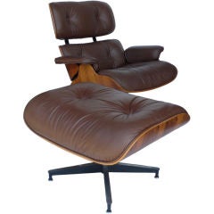 Original Eames 670 Lounge Chair & 671 Ottoman in Milk Chocolate