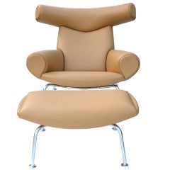 Ox Chair & Ottoman by Hans Wegner in Camel Leather