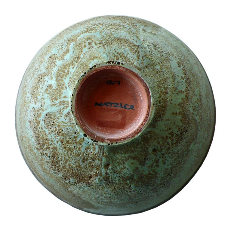 20th Century Outstanding Large Mottled Glaze Bowl by Natzler For Sale