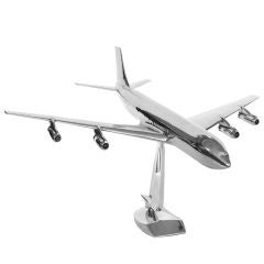 Large Aluminum DC8 Airplane Model w/Stand