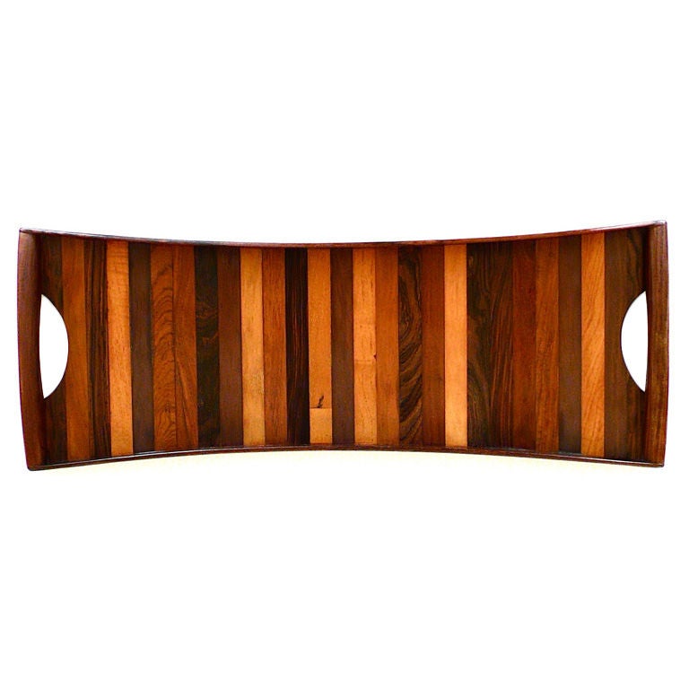 Fine Laminated Rosewood Serving Tray by Don Shoemaker For Sale