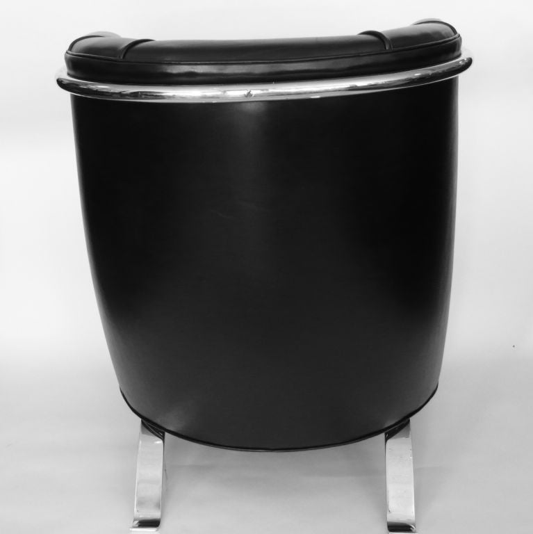 Rare Art Deco Chrome & Black Leather Chair by Gilbert Rohde 1