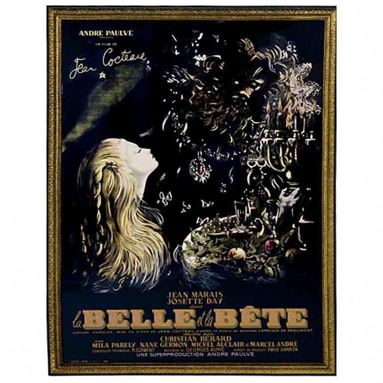 Large Original  Jean Cocteau "La Belle et la Bete" Framed Poster For Sale