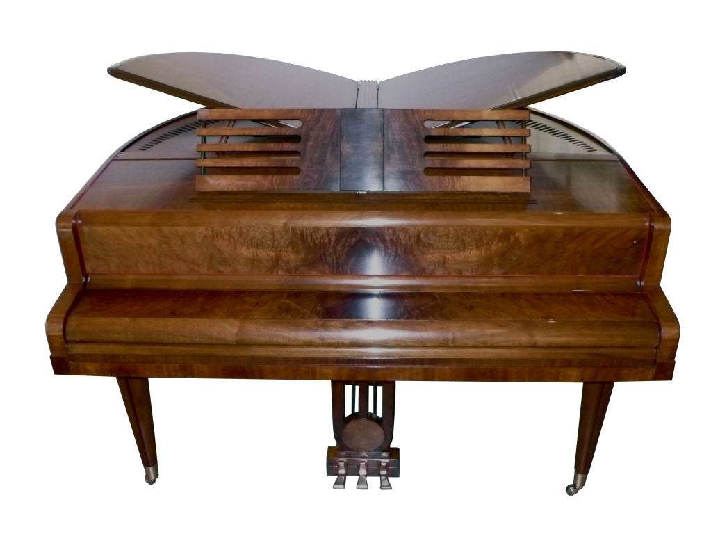 20th Century Fine Streamline Art Deco Butterfly Wurlitzer Baby Grand Piano