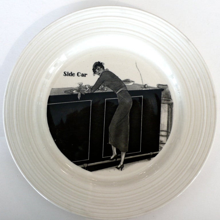 Set of 6 1930's Art Deco Cocktail Plates by Crown Ducal, England 2