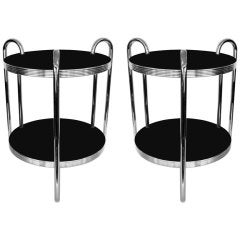 Pair of Streamline 1930's Chrome Side Tables by Royal Chrome