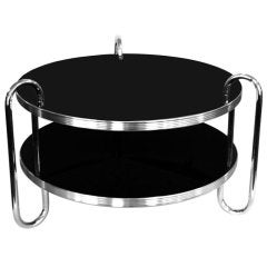 Streamline 1930's Chrome & Black Coffee Table by Royal Chrome