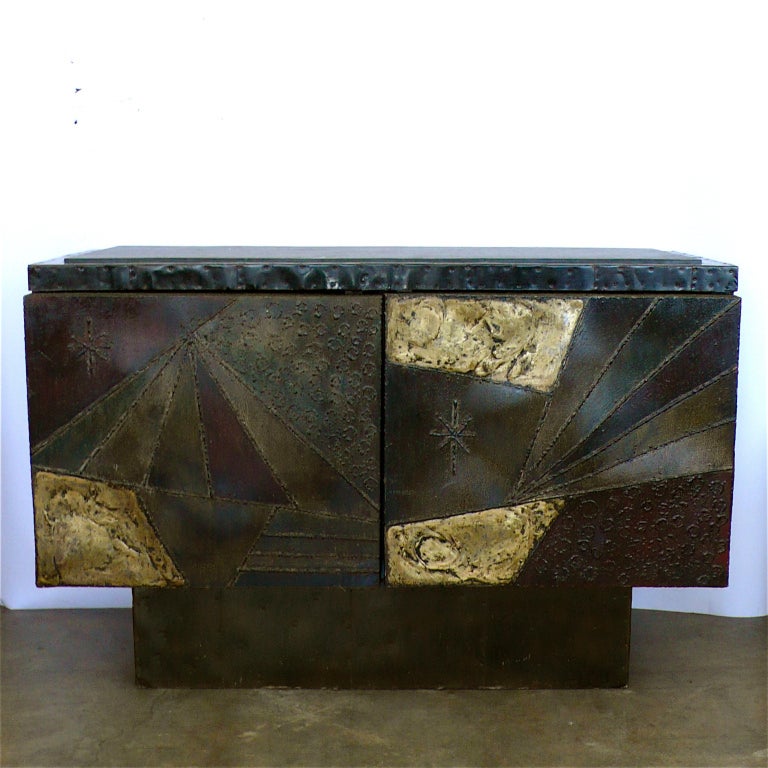 Rare 4 Foot Signed Paul Evans Geometric Credenza 1967