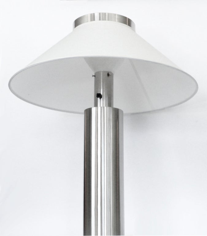 American Pair of Large Satin Nickel Table Lamps by Nessen Studios For Sale