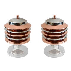 Pair of Streamline Art Deco Multi Tiered Ambient Lamps