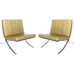 Pair of Knoll Original Mies Van Der Rohe Barcelona Chairs Label