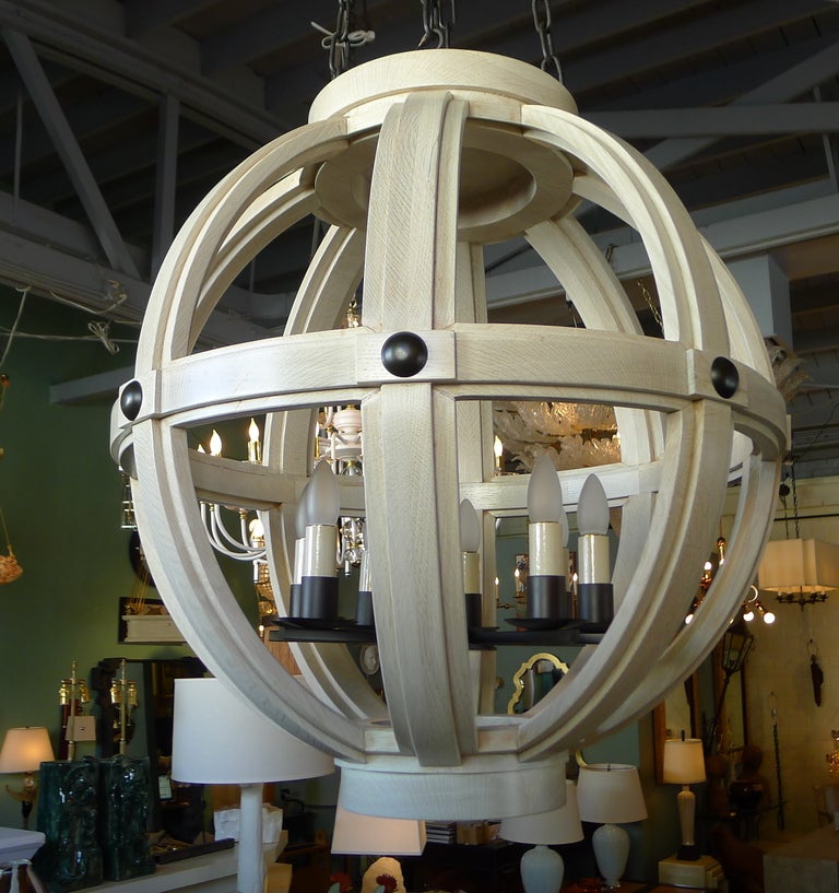 Paul Marra Large Carved Sphere Chandelier For Sale 2