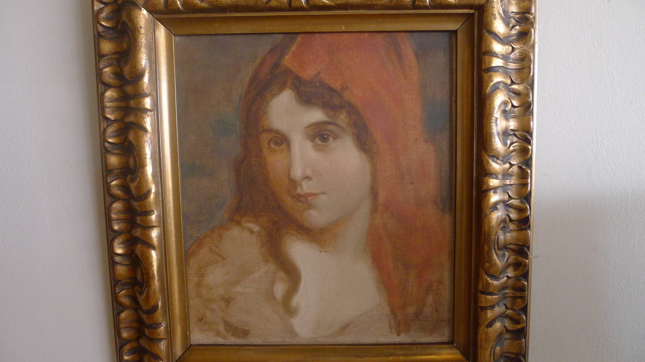 Antique Oil Portrait of a Woman For Sale at 1stDibs
