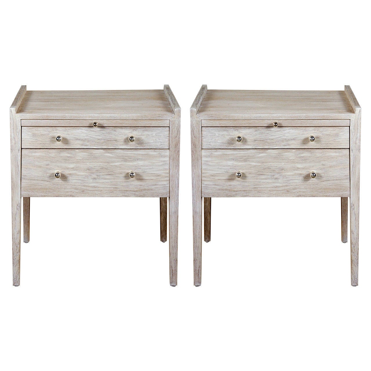 Pair of Distressed Side Tables or Nightstands with Pull-Out Tray