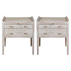 Pair of Distressed Side Tables or Nightstands with Pull-Out Tray