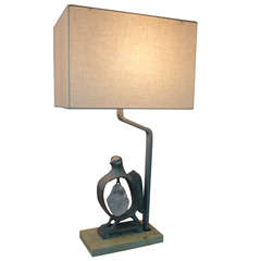 Paul Marra Cast Bronze Rock Dove Lamp in Silvered Bronze 10