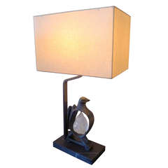 Paul Marra Cast Bronze Rock Dove Lamp in Light Verdigris 12