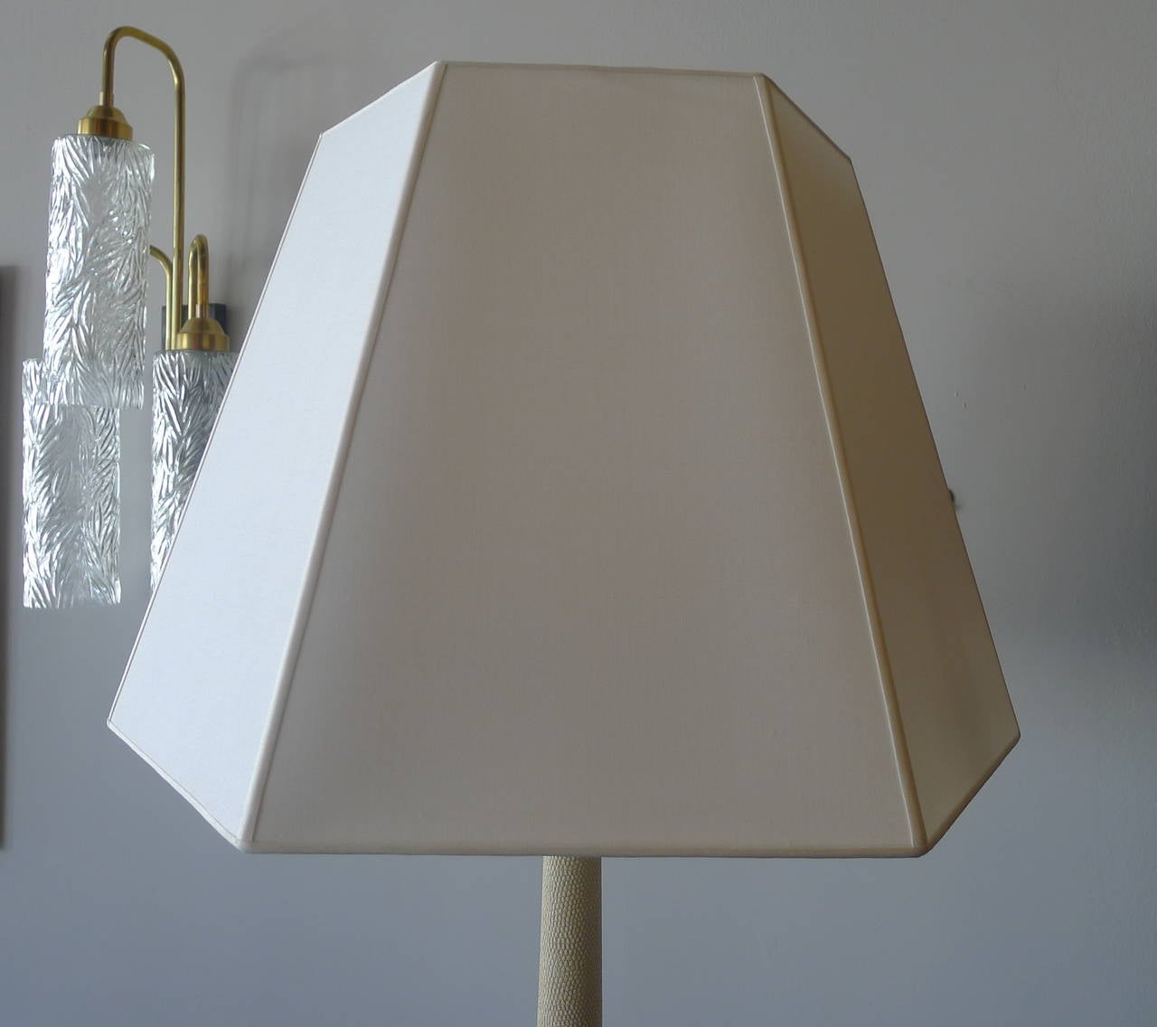Paul Marra Faux Shagreen Floor Lamp 1940s Inspired, Cream For Sale 1