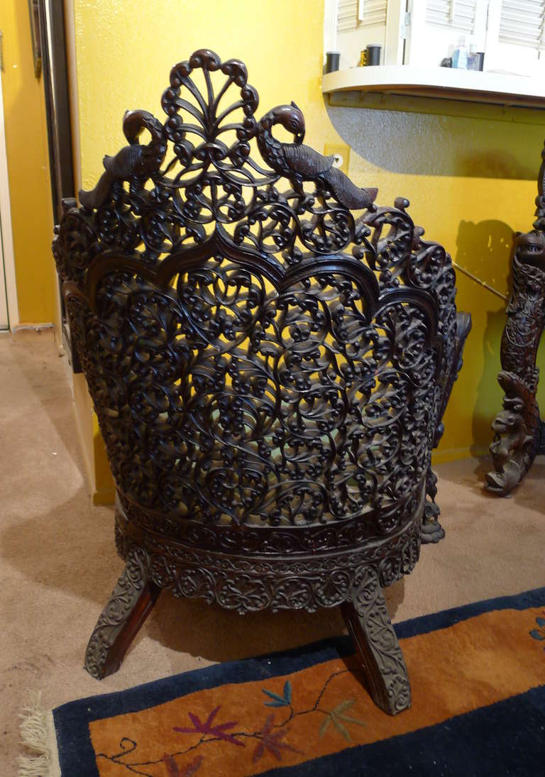 Intricately Hand-Carved Burmese Chair, 1880s 3