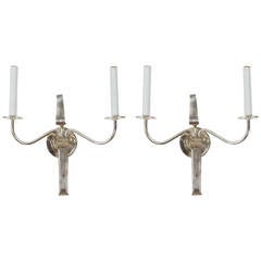 Silver Plated Parzinger Style Sconces